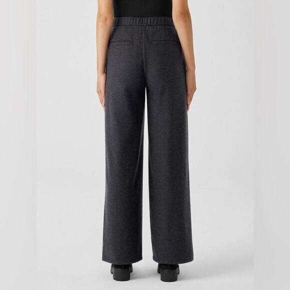 Eileen Fisher NWT Soft Wool Flannel Wide-Leg Pant in Charcoal Size XL - Picture 4 of 7